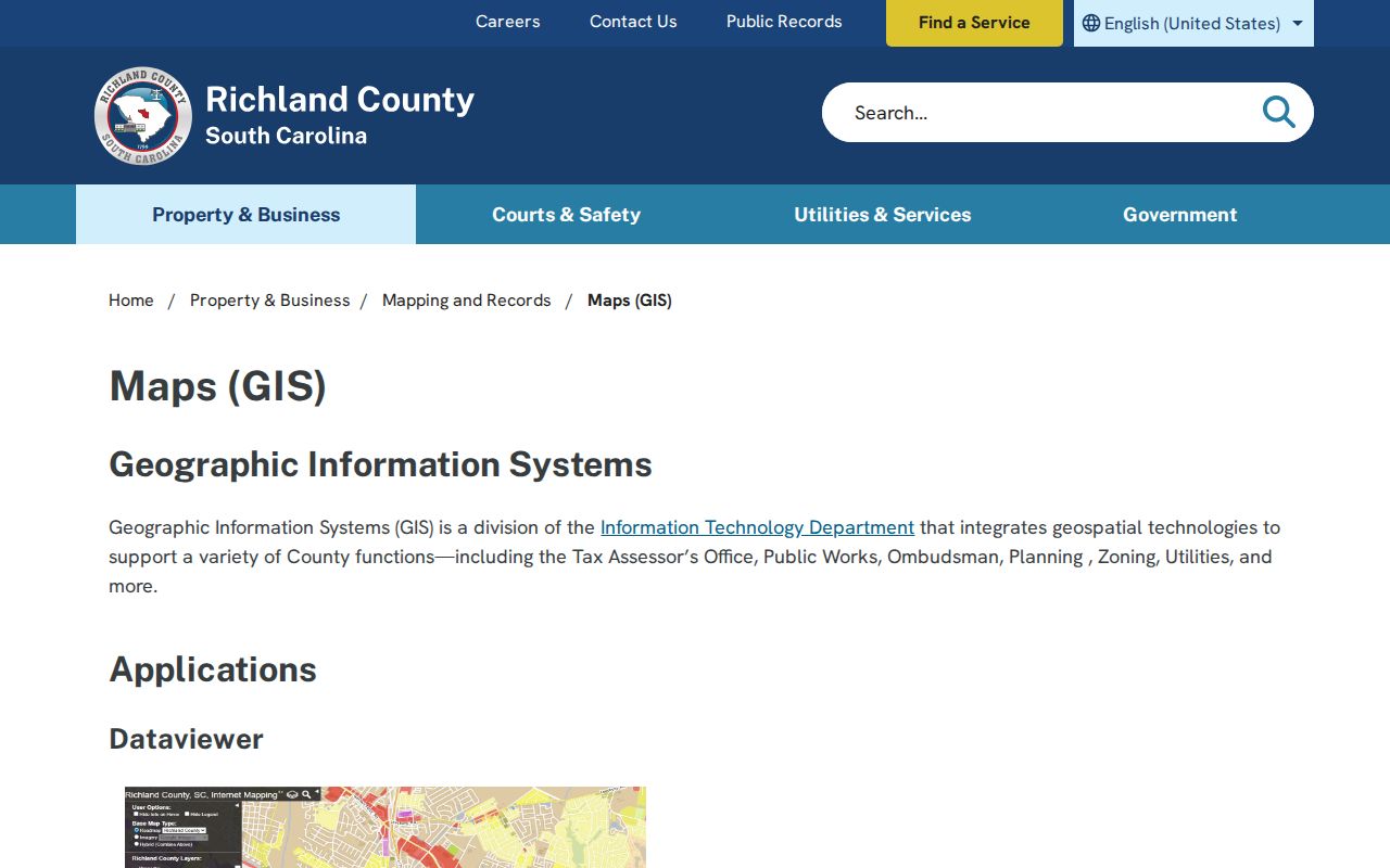 Richland County residents directory GIS property search application